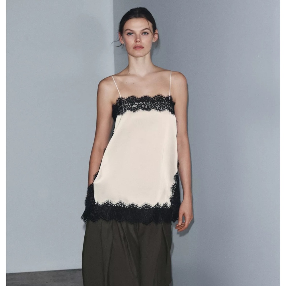 Zara satin effect lace top